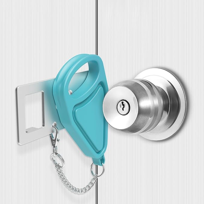 Sturdy Portable Door Lock Teal -2 Pack Door Locks for Additional Privacy and Safety in Hotel, Apartment,and Prevent Unauthorized Entry for Family Trip or Traveling Alone Home Dorms - Image 8