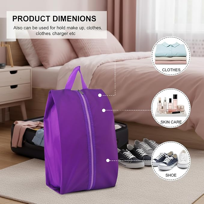 6pcs Portable Shoe Organizer, Travel Pouches with Zipper, Golf Shoe Bags, Clothes Bags, Soccer Cleats Bag Shoe Pouch for Gym, Waterproof, Odor-Resistant (Purple) | Golf Shoe Bags, Clothes Bags, Soccer Cleats Bag Shoe Pouch for Gym, Waterproof, Odor-Res... - Image 3