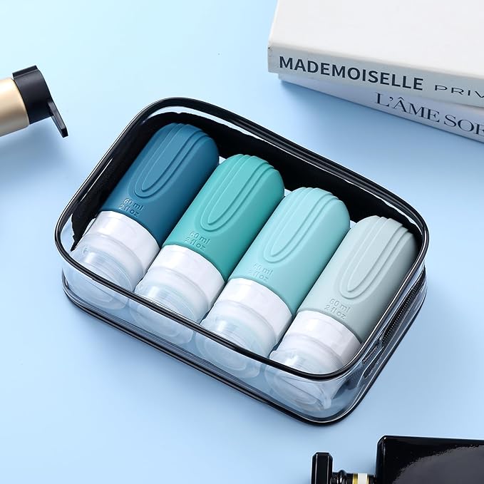 Mrsdry Travel Bottles for Toiletries, Tsa Approved 2oz Travel size Bottles, BPA Free Leak Proof Travels Toiletry Containers, Traveler Accessories with Toiletry Bag for Shampoo Liquid (4 Pack) - Image 7