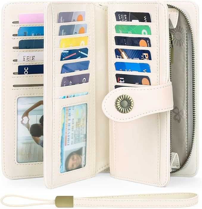 Wallets for Women Trifold Wristlet Wallets Large Capacity RFID Blocking Ladies Purse Credit Card Holder - Image 2