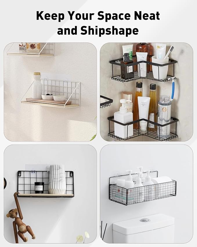 Uniclife 24 Pcs Shower Caddy Adhesive Hooks,Strong Shower Hooks, Caddy Adhesive Replacement, Transparent Bathing Sticky Strips for Bathroom Storage Shelves, Kitchen Racks and Baskets - Image 7