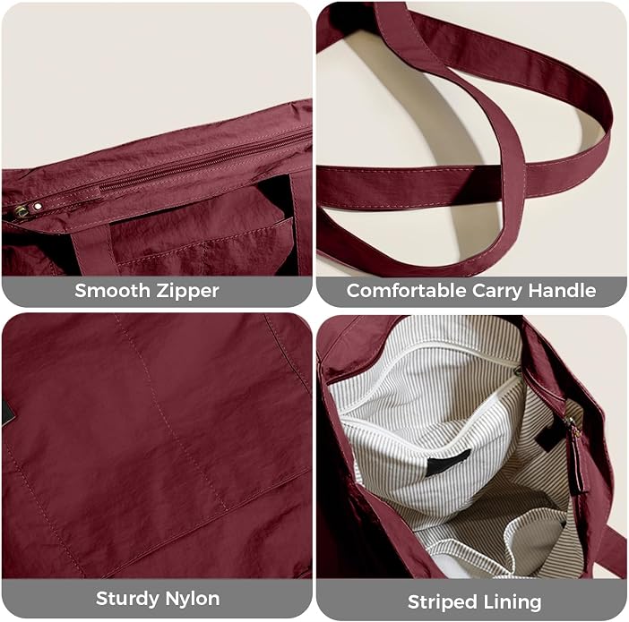 Barsine Tote Bag for Women Unisex Lightweight Nylon Totes Purses and Handbags Large Casual Shoulder Hobo for Travel Gym - Image 7