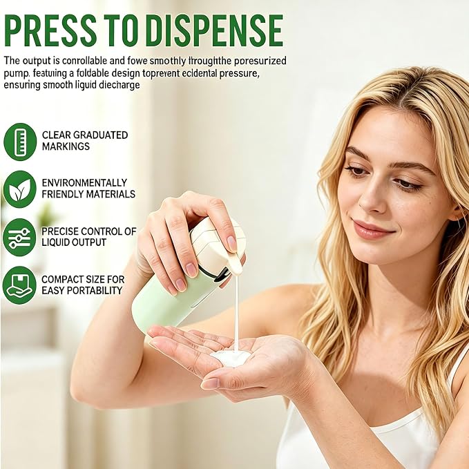4-in-1 Travel Dispenser Bottle, Travel Toiletry Containers, 30mL Bottles | 4 Refillable Travel Size Containers, Leakproof Pump Bottles for Shampoo, Lotion and Conditioner, TSA Travel Essentials - Image 4