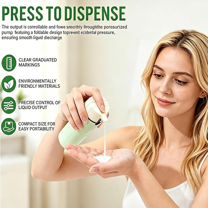 4-in-1 Travel Dispenser Bottle, Travel Toiletry Containers, 30mL Bottles | 4 Refillable Travel Size Containers, Leakproof Pump Bottles for Shampoo, Lotion and Conditioner, TSA Travel Essentials - Image 4