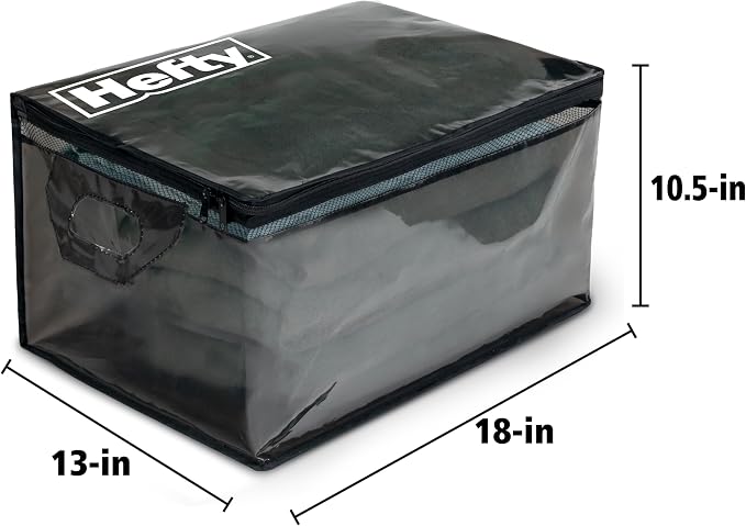 Hefty Large Flexible Tote with Breathable Mesh, Double Zipper, 2 Handles – Ideal for Moving or Clothes & Apparel Storage, Alternative to Plastic Bin, Organizer or Container – 2 Pack - Image 5