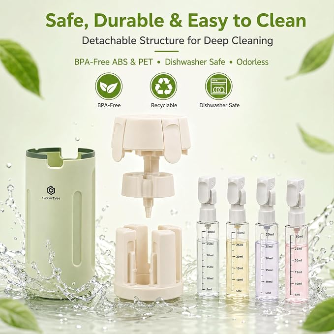 4 in 1 Travel Dispenser Bottle Four One Items Toiletry Containers Shampoo for Toiletries 4in -1 Soap 4-in-1 Leak Proof Rotatable Setpump Creams Sized TSA Refillable Lotion Cosmetic to Fill (White) - Image 8