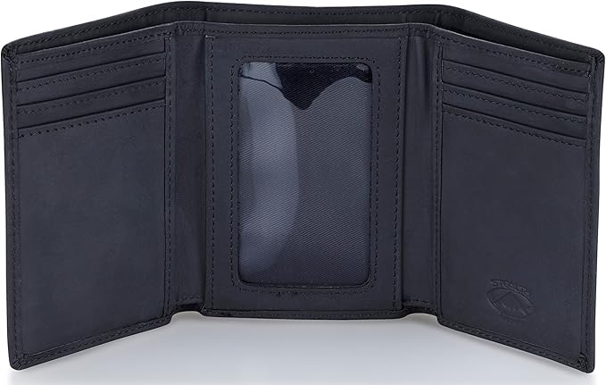 Stealth Mode Trifold RFID Blocking Leather Wallet for Men (Black) | Top Grain Napa Leather, 9 Card Slots, ID Window, Gift Box – Gift for Dad, Husband, or Son by StealthModeWallets