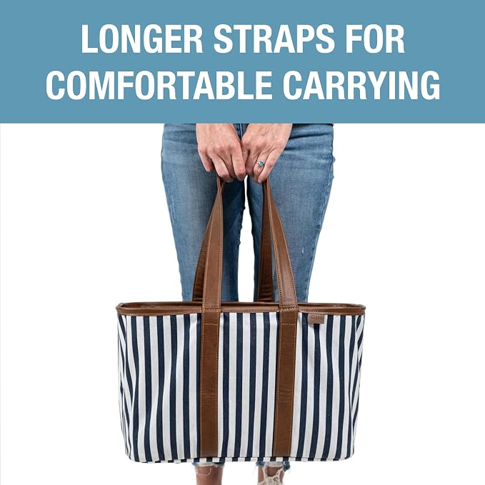 CleverMade Collapsible Tote LUXE, 30L Structured Tote Bag with Handles | Pack It All Without the Floppy-Bag Fight | Steel Rim Stays Open, Soft Grips Carry 30 lb, and Tote Folds to 1.5 Inches - Image 8