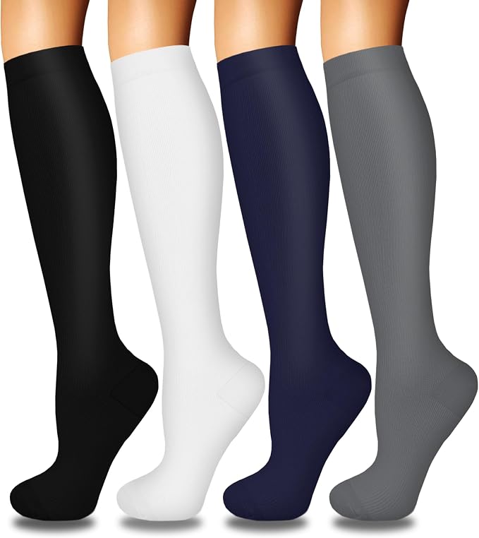 4 Pairs Compression Socks for Women Circulation-Best Support for Nurses,Running,Athletic,Travel by Iseasoo
