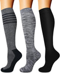 Compression Socks for Women & Men (3 pairs) - Best Support for Nurses, Running, Hiking, Recovery & Flight Socks by BLUEENJOY