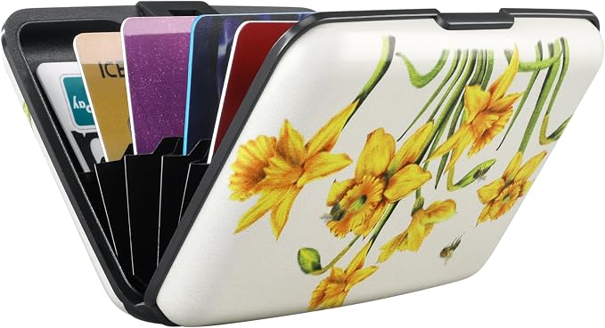 RFID Aluminum Wallet Credit Card Protector Case Holder for Men Women | Mini RFID Aluminum Wallet Credit Cards Holder Business Card Case Metal ID Case for Men Women(Yellow Narcissus) - Image 6
