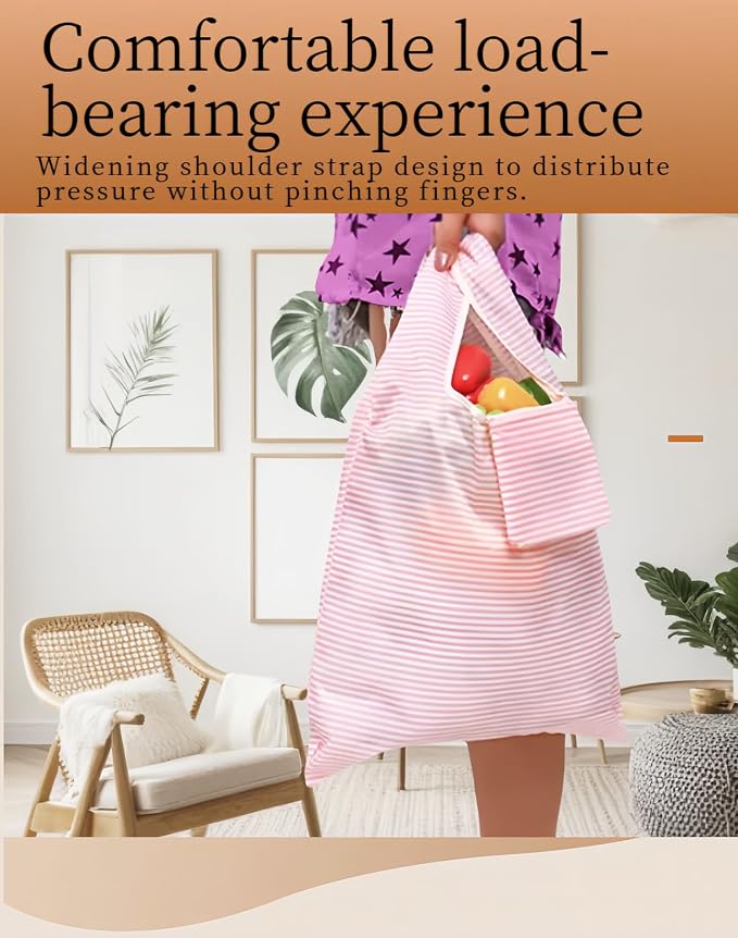 2 Pack Reusable Foldable Grocery Bags - Waterproof 20x14 Inch Tote with Pockets - Image 7