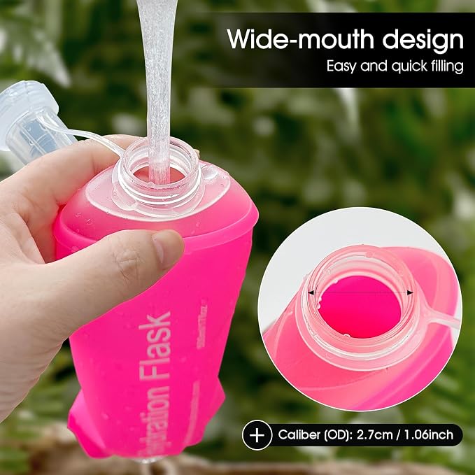 GUYI GYGYL Soft Flask, Collapsible Water Bottle for Sports, 500ml Pink | TPU Collapsible Water Bottle for Hydration Pack, Running Vest, Leak-Proof Folding Bottle for Hiking Cycling Climbing Jogging - Image 5