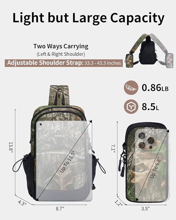 ECOHUB Anti-Theft Crossbody Bag Men Women RFID Blocking Lightweight Sling Backpack Water Resistant for Travel Hiking Outdoor - Image 3