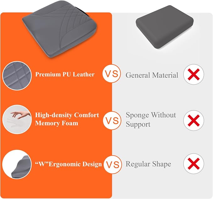 kingphenix Memory Foam Car Seat Cushion for Driving Comfort and Office Use | Coccyx and Lower Back Pressure Relief, Non-Slip Seat Cushion for Car, Truck, SUV, Long Drives and Office Chair, Dark Gray - Image 8