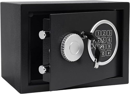 0.21 Cu Ft Steel Security Safe Box with Digital Lock Keypad ​ | Electronic Safe Comes With 2 Emergency Keys, Ideal For Storing Cash, Jewelry & Documents At Home, Office And Hotel，Black by Unknown