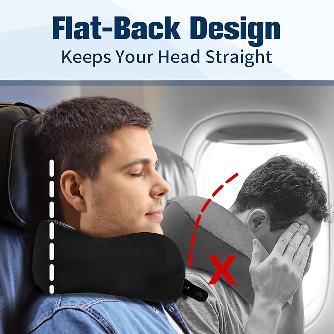 Cirorld Neck Pillow for Traveling, Travel Pillows for Airplanes,100% Pure Memory Foam Travel Neck Pillow, Adjustable Flight Pillow, Portable Plane Accessories with Eye Mask, Earplugs, Carry Bag - Image 2