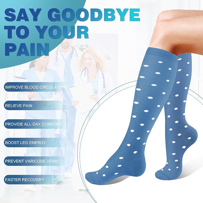 cerpite Compression Socks for Women & Men Circulation 8 Pairs Compression Socks 20-30 mmhg Best for Running,Nurse,Travel - Image 3
