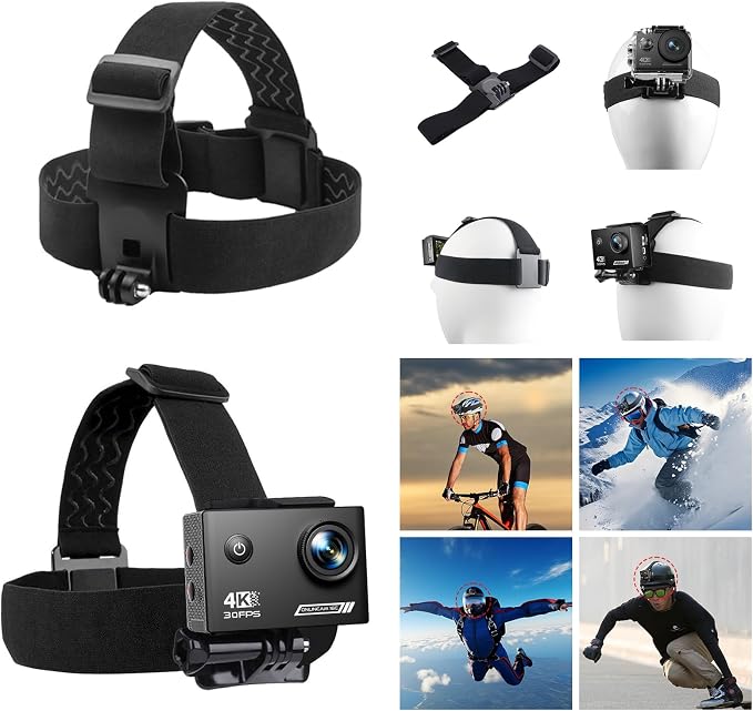 Action Camera Accessories Kits Bundle, 4k Camera Car Suction Cup Mount/Head Strap Mount/Chest Harness/360° Rotating Helmet Base/Magnetic Holder/Bicycle Handlebar Stands - Image 3