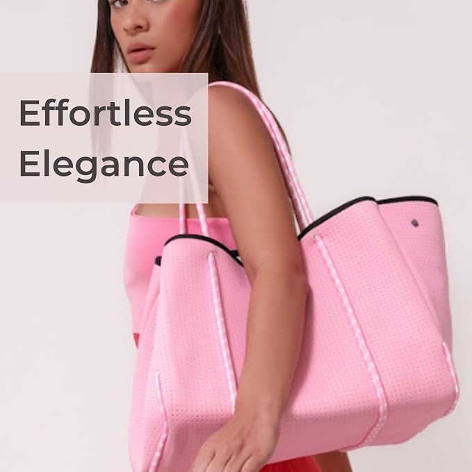 POPUPS Large Neoprene Tote Bag for Women - Everyday Designer Handbag for Travel Work and Beach with Pockets and Zipper Pouch - Image 9