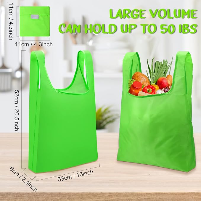 Eccliy 24 Pieces Reusable Grocery Bags Polyester Shopping Bags for Groceries Multi Colors Reusable Foldable Shopping Tote(Solid Style) - Image 2