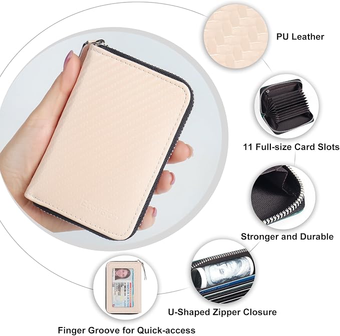 Credit Card Wallet, RFID Card Case Wallet, Zipper Card Cases Holder for Men Women, RFID Blocking, KeyChain Wallet, Compact Size Card Organizer Case for Women - Image 6