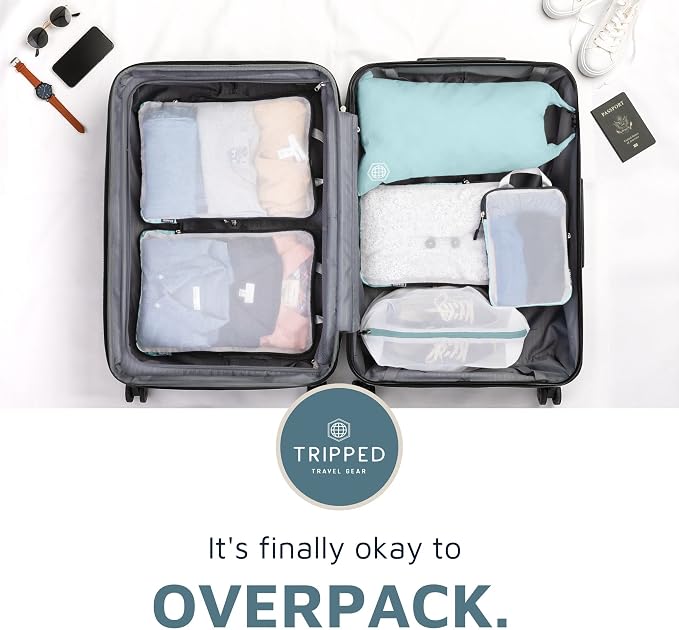 TRIPPED Travel Gear Large Compression Packing Cubes with Mesh 6-Piece Set | See-Through Mesh Organizers Maximize Space While Keeping Clothes and Travel Gear Organized and Easy to Find - Image 7