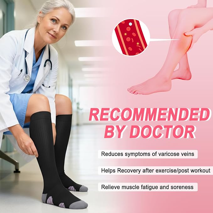 4 Pairs Compression Socks for Women Circulation-Best Support for Nurses,Running,Athletic,Travel - Image 5
