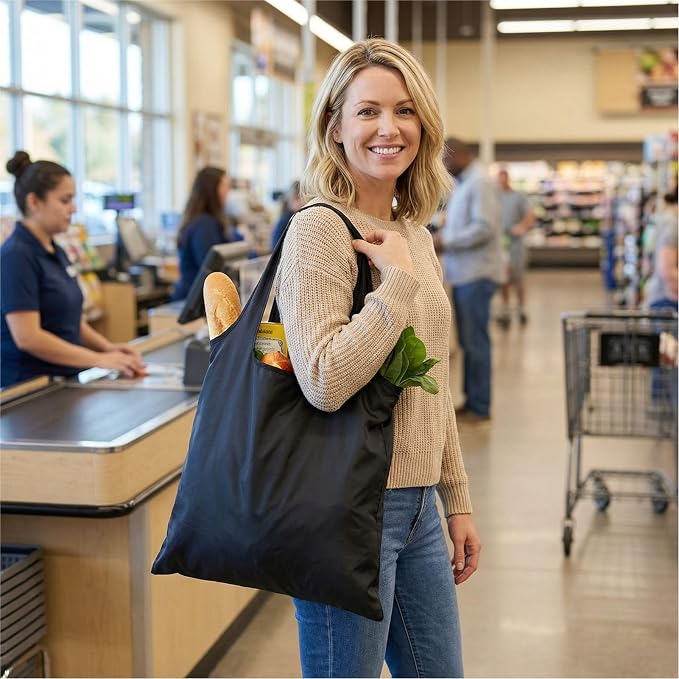 Ultra-Lightweight Foldable Tote Bag, Unisex Reusable Shopping and Travel Tote, Compact Collapsible Market Carryall - Image 2
