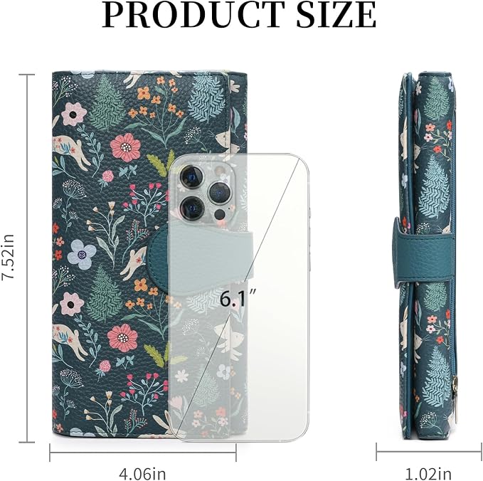 GOIACII Women's Wallet RFID Blocking Large Capacity Card Holder Ladies Phone Clutch Travel Long Purse Rabbit Print - Image 3