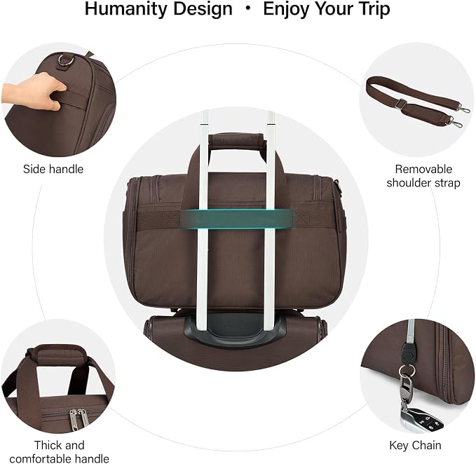 Hanke Small Underseat Carry On Luggage Bags for Travel with 10 Pockets. | Airline Approved Foldable Personal Bag w/ Luggage Sleeve; Tote Duffle & Bento Bag, Flight Attendant Weekender for Men & Women - Image 6