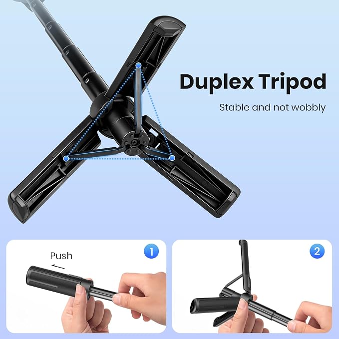 4-in-1 Magnetic Selfie Stick, Pocket Size 360° Rotation Phone Tripod | With Wireless Remote and Metal Ring, Extendable Cell Phone Stand Camera Grip Handle for Video Recording Travel Live Streaming - Image 7