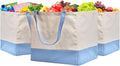 Reusable Grocery Bags Heavy Duty, 8.3 gal Foldable Large Canvas Tote Bag with Handles, Holds 60 lbs Canvas Shopping Bags, 3 Pack（Off White+Light Blue） by CNaiyunpin
