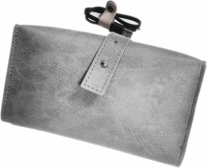 Vintage Tech leather Electronic organizer travel case,cord organizer travel, Leather charger shortage for essentials mouse, adapter, cables (dark grey) by Unknown