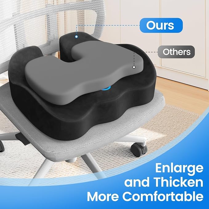 Seat Cushion, Non-Slip Memory Foam Chair Cushion for Taibone, Grey/X-Large | Chair Pillow with Handles for Car Office Chair, Tailbone/Sciatica Easing& Post-Surgery Recovery Chair Cushion - Image 6