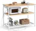 VASAGLE Kitchen Island with 3 Shelves, Kitchen Shelf with Power Strip, 23.6 x 47.2 x 34.9 Inches, Large Worktop, Steel Structure, Industrial, Easy to Assemble, Oak Color and White UKKI101Y01 by Unknown