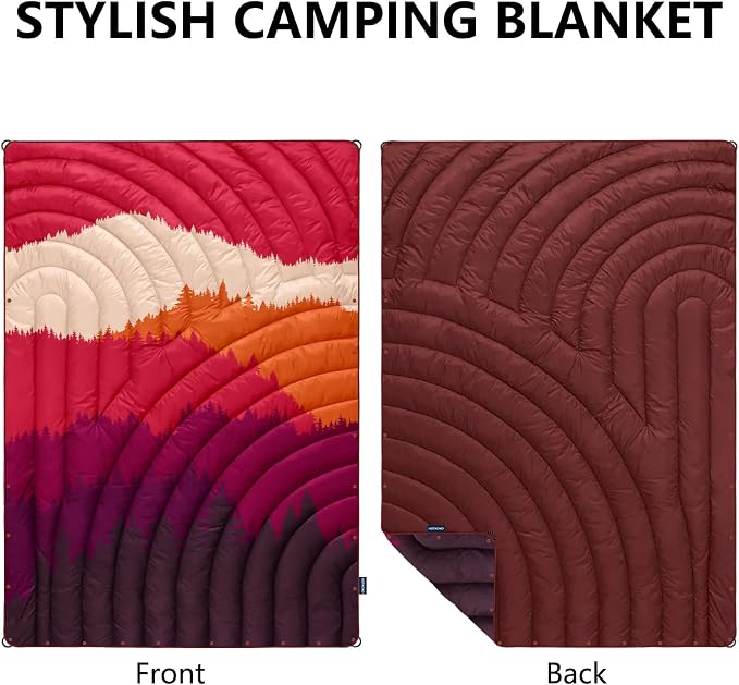 Puffy Camping Blanket,Large Camp Blanket Outdoor Camping Quilt Waterproof | Lightweight Printed Warm Packable Down Alternative Blanket for Camping,Traveling, Stadium, Hiking, Picnics - Image 2