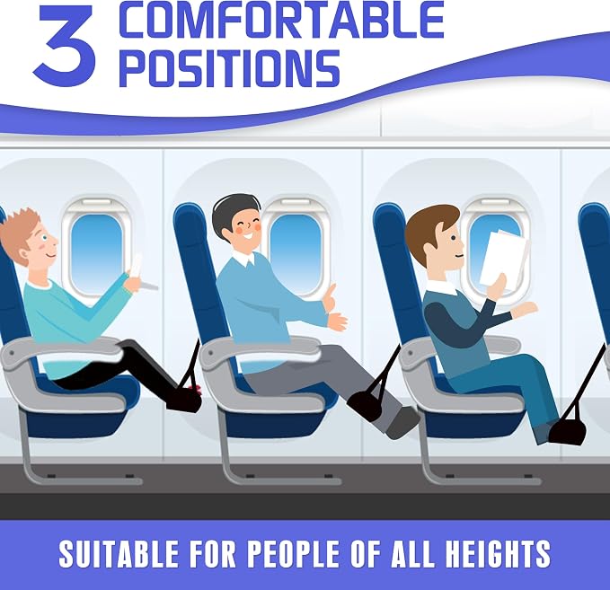 2-Pack Airplane Foot Hammock for Plane Travel - Travel Essentials Length Adjustable Airplane Foot Rest Under Desk -Long Flight Must Haves - Image 4