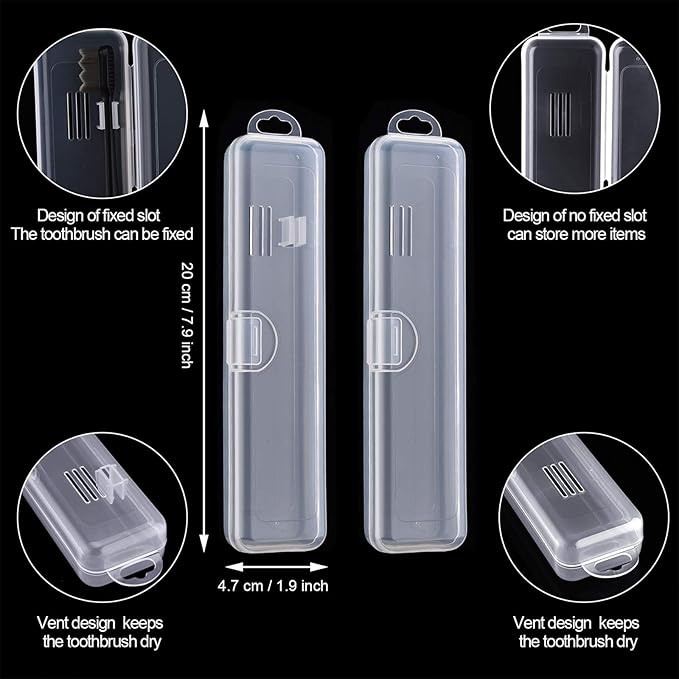 5 Pieces Portable Travel Toothbrush Case, Travel Toothbrush Holder Hard Plastic Dust Proof Container Toothpaste Box Holder, Clear - Image 2