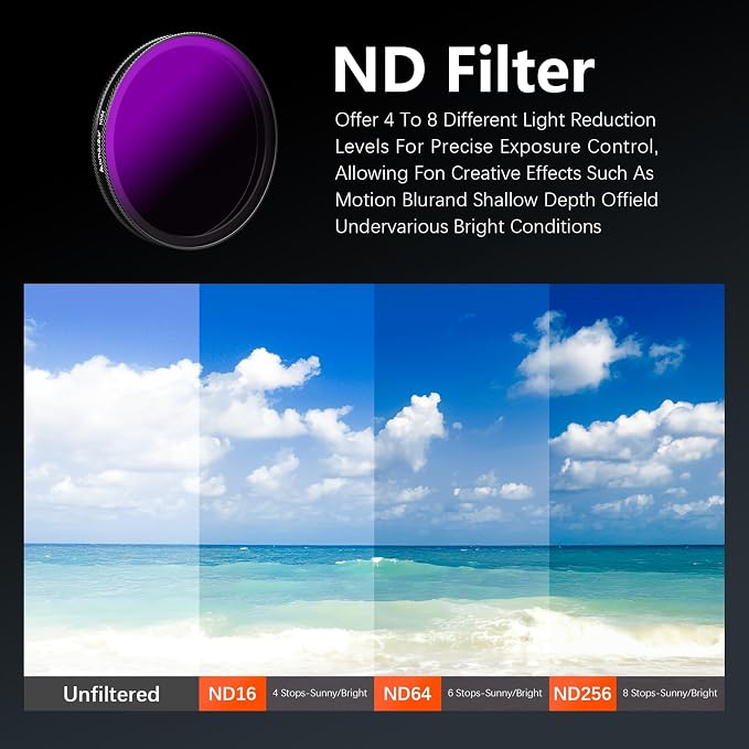 AMAZEAR ND Filters Kit for DJI OSMO Action 6 Accessories (3 Pack), Action6 ND16 ND64 ND256 Optical Glass Pro Lens Filters with Multi Coating for Cinematic Motion Blur and Light Reduction - Image 3