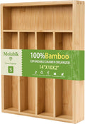 Bamboo Expandable Silverware Drawer Organizer, Adjustable Utensil Tray Cutlery Holder for Kitchen Drawer, Flatware Storage Organizer for Spoons, Forks and Knives, Natural (5 Slot,) by Moiubik