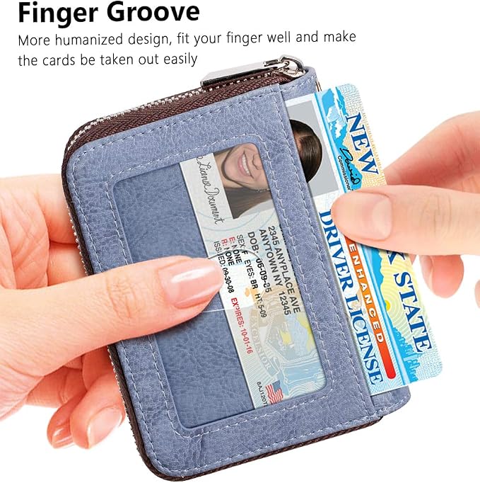 FurArt Zipper Wallet Women RFID Credit Card Holder keychain Wallet | ID Window RFID Blocking Compact Small business 15/16 slots - Image 2