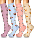 4 Pairs Compression Socks for Women Circulation-Best Support for Nurses,Running,Athletic,Travel by Iseasoo