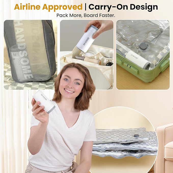 Travel Essentials set, Vacuum Bags for Travel with Digital Display air Pump,18 PCS Combo Size for Luggage and Suitcase,Space Saver for Clothes（20"x6PCS+24"x6PCS+28"x6PCS) - Image 6