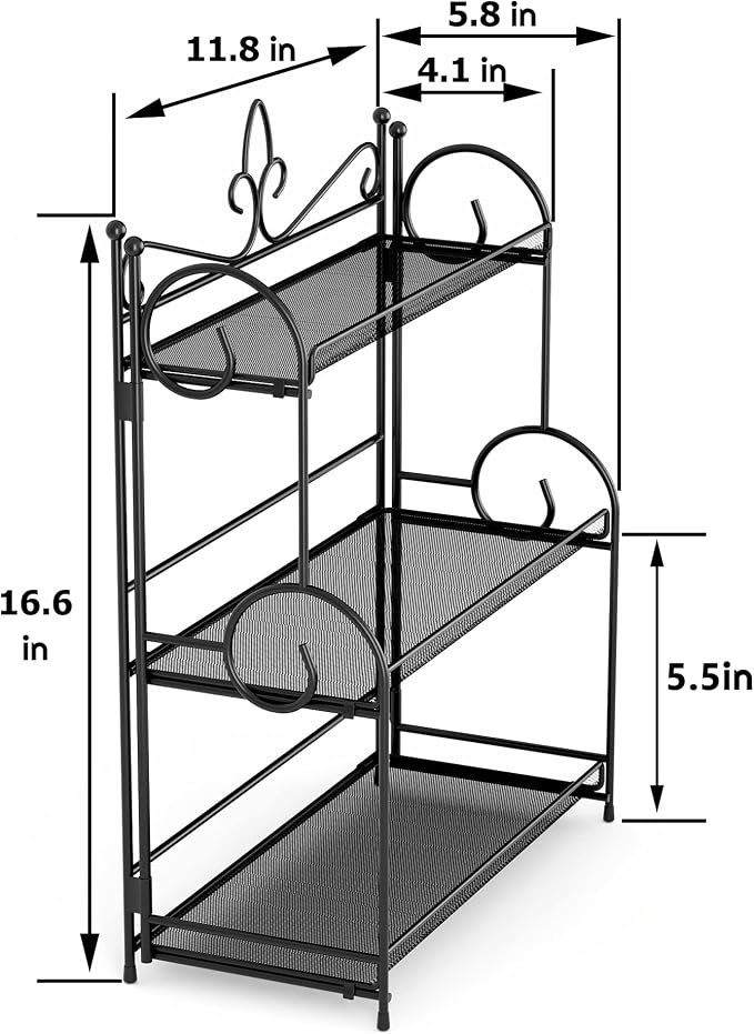 YIUKEA Bathroom Organizer Countertop - 3 Tier Spice Rack Organizer, Counter Organization and Storage for Bathroom, Kitchen, Bedroom, Offices, Foldable - Image 6