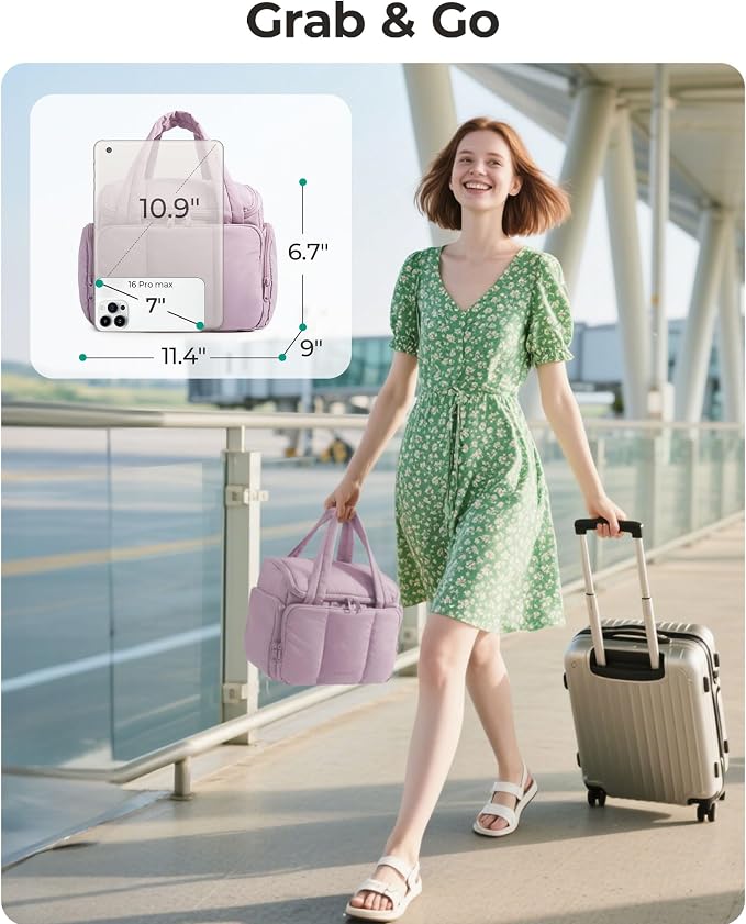 BAGSMART Puffy Travel Toiletry Bag, Roomy Makeup Bag with Multi-Pockets for Full-Sized Toiletries & Accessories, Purple - Image 6