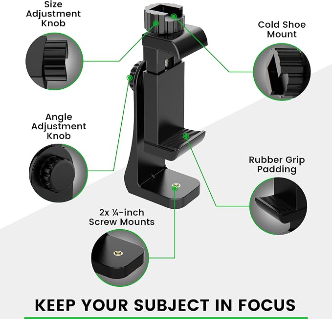 iPhone Tripod Mount Adapter with Bluetooth Remote - Fits All Phones - Image 7