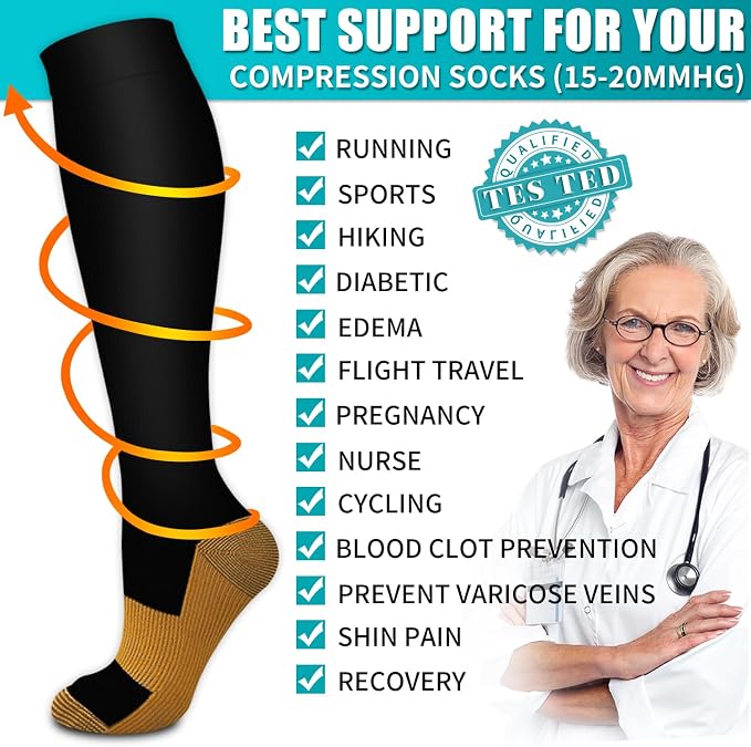 Copper Compression Socks for Women & Men (6 pairs) - Best Support for Nurses, Running, Hiking, Recovery - Image 5