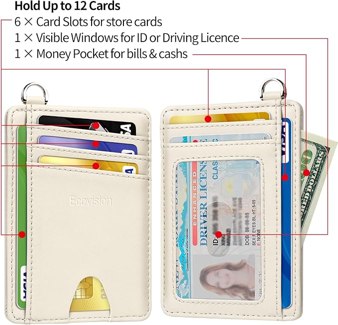 Slim Minimalist Front Pocket Wallet, RFID Blocking Credit Card Holder Wallet with Detachable D-Shackle for Men Women - Image 5