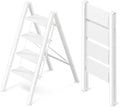 4 Step Ladder, Folding Step Stool with Anti-Slip Wide Pedal | Lightweight, Aluminum Material, 330LBS Load, Portable, Easy Storage, Space Saving, for Kitchen, Bedroom Use, White by GameGem